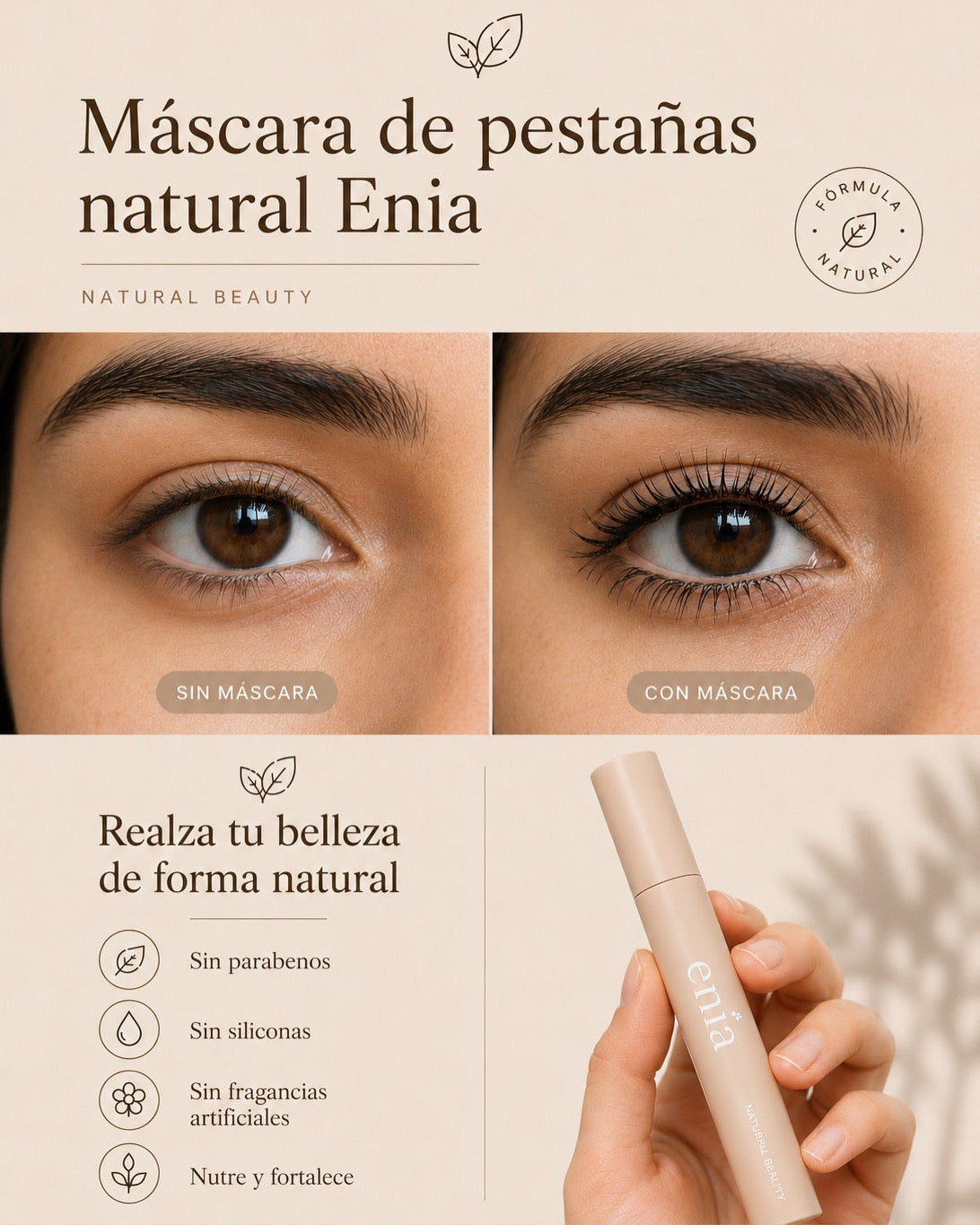 Máscara de pestañas Natural Enia 🌿