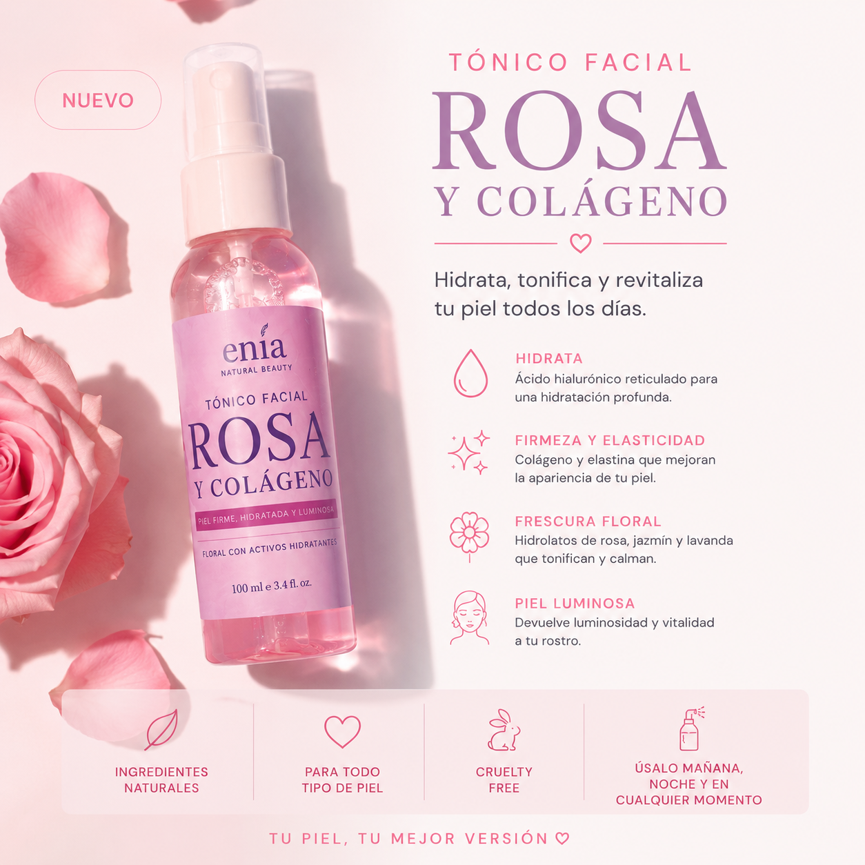 Tónico facial Rosa & Colágeno🌹